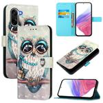 For OnePlus Ace 5 Racing 3D Painting Horizontal Flip Leather Phone Case(Grey Owl)