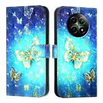 For Realme 12 5G Global 3D Painting Horizontal Flip Leather Phone Case(Golden Butterfly)