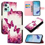 For Realme 9 5G EU / 9 Pro 5G Global 3D Painting Horizontal Flip Leather Phone Case(Rose Butterfly)