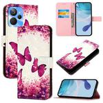 For Realme 10T / 10s / 9i 5G India 3D Painting Horizontal Flip Leather Phone Case(Rose Butterfly)