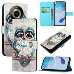 For Realme 11 4G Global 3D Painting Horizontal Flip Leather Phone Case(Grey Owl)