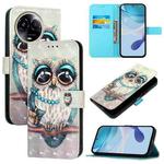 For Realme 11 5G Global / 11x 5G 3D Painting Horizontal Flip Leather Phone Case(Grey Owl)