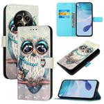 For Realme 12+ / Narzo 70 Pro 5G India 3D Painting Horizontal Flip Leather Phone Case(Grey Owl)