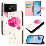 For Realme GT5 / GT5 240W 3D Painting Horizontal Flip Leather Phone Case(Flower)