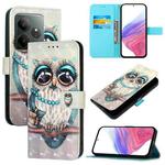 For Realme GT 6 5G Global / GT 6T 5G Global 3D Painting Horizontal Flip Leather Phone Case(Grey Owl)