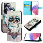 For Realme Note 60 4G Global 3D Painting Horizontal Flip Leather Phone Case(Grey Owl)