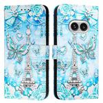 For Nothing Phone 2a Colored Drawing Pattern Plain Weave Leather Phone Case(Tower Butterfly)