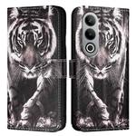 For OnePlus Nord CE4   Colored Drawing Pattern Plain Weave Leather Phone Case(Black And White Tiger)