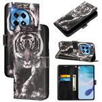 For OnePlus 12 5G Global Colored Drawing Pattern Plain Weave Leather Phone Case(Black And White Tiger)