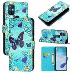 For OnePlus Nord N10 5G Colored Drawing Pattern Plain Weave Leather Phone Case(Caring Butterfly)