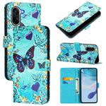 For OnePlus Ace 5 Racing Colored Drawing Pattern Plain Weave Leather Phone Case(Caring Butterfly)