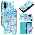 For OnePlus Ace 5 Racing Colored Drawing Pattern Plain Weave Leather Phone Case(Tower Butterfly)