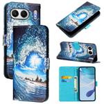 For OnePlus Nord 4 5G Colored Drawing Pattern Plain Weave Leather Phone Case(Waves And Sun)