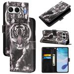 For OnePlus Nord 4 5G Colored Drawing Pattern Plain Weave Leather Phone Case(Black And White Tiger)