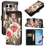 For OnePlus Nord 4 5G Colored Drawing Pattern Plain Weave Leather Phone Case(Roses On Black)