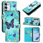 For Realme C71 4G Global Colored Drawing Pattern Plain Weave Leather Phone Case(Caring Butterfly)