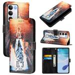 For Realme C71 4G Global Colored Drawing Pattern Plain Weave Leather Phone Case(Cats And Tigers)