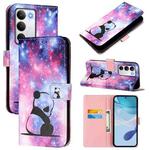 For Realme C71 4G Global Colored Drawing Pattern Plain Weave Leather Phone Case(Baby Panda)