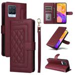 For Realme 8 4G / 8 Pro Diamond Lattice Leather Flip Phone Case(Wine Red)