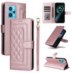 For Realme 9 Pro+ Diamond Lattice Leather Flip Phone Case(Rose Gold)