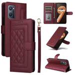 For Realme 9i / OPPO A36 / A96 Diamond Lattice Leather Flip Phone Case(Wine Red)