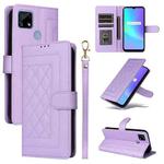 For Realme C15 / C25 / 7i Diamond Lattice Leather Flip Phone Case(Light Purple)