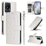 For vivo Y02 Diamond Lattice Leather Flip Phone Case(White)