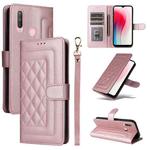 For vivo Y3 / Y17 Diamond Lattice Leather Flip Phone Case(Rose Gold)