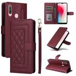 For vivo Y3 / Y17 Diamond Lattice Leather Flip Phone Case(Wine Red)