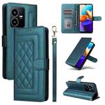 For vivo Y22s / Y35 Diamond Lattice Leather Flip Phone Case(Green)