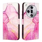 For OPPO Find X7 PT003 Marble Pattern Flip Leather Phone Case(Pink Purple Gold)