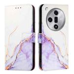 For OPPO Find X7 PT003 Marble Pattern Flip Leather Phone Case(White Purple)