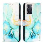 For OPPO Reno9 A JP Version PT003 Marble Pattern Flip Leather Phone Case(Green)