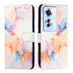 For OPPO Reno 11F 5G Global PT003 Marble Pattern Flip Leather Phone Case(Galaxy Marble White)
