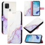 For OPPO A15 / A15s / A35 2021 PT003 Marble Pattern Flip Leather Phone Case(White Purple)