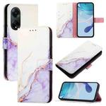 For OPPO A98 5G / F23 5G India PT003 Marble Pattern Flip Leather Phone Case(White Purple)