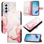 For OPPO Reno12 Global PT003 Marble Pattern Flip Leather Phone Case(Rose Gold)