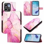 For OPPO Reno14 F 5G PT003 Marble Pattern Flip Leather Phone Case(Pink Purple Gold)