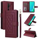 For OPPO A9 / A5 2020 Diamond Lattice Leather Flip Phone Case(Wine Red)