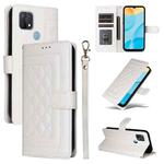 For OPPO A15 / A15s Diamond Lattice Leather Flip Phone Case(White)