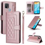 For OPPO A15 / A15s Diamond Lattice Leather Flip Phone Case(Rose Gold)