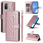 For OPPO A53 / A53s Diamond Lattice Leather Flip Phone Case(Rose Gold)