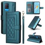 For OPPO A54 4G / A16 Diamond Lattice Leather Flip Phone Case(Green)