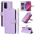 For OPPO A54 5G / A74 5G Diamond Lattice Leather Flip Phone Case(Light Purple)