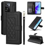 For OPPO A57 / A57s Diamond Lattice Leather Flip Phone Case(Black)