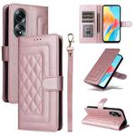 For OPPO A58 4G Diamond Lattice Leather Flip Phone Case(Rose Gold)