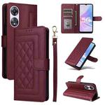 For OPPO A58 5G / A78 5G Diamond Lattice Leather Flip Phone Case(Wine Red)