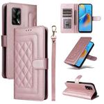 For OPPO A74 / A95 4G / F19 Diamond Lattice Leather Flip Phone Case(Rose Gold)