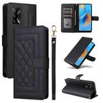 For OPPO A74 / A95 4G / F19 Diamond Lattice Leather Flip Phone Case(Black)