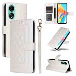 For OPPO A78 4G Diamond Lattice Leather Flip Phone Case(White)